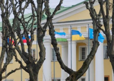 Представители партии Лимонова сорвали украинский флаг в центре Санкт-Петербурга