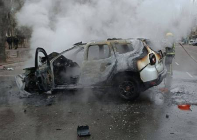 Украинские террористы подорвали автомобиль с людьми в Мелитополе