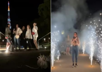 Во Львове девушки отметили день рождения с фейерверком и танцами под русский рэп на Мемориале Небесной сотни