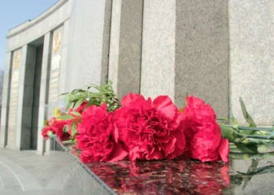 В Берлине отметили День защитника отечества возложением цветов к Мемориалу павшим советским солдатам. Фоторепортаж