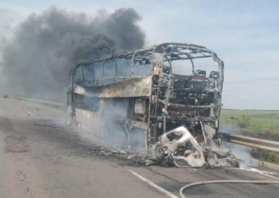 На трассе «Киев-Одесса» дотла выгорел рейсовый автобус